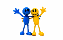 Logo blaues und gelber Männchen